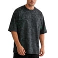 thumbnail image 1 of LEKWK Mens T Shirt Oversized Crewneck Acid Wash Graphic Tops Short Sleeve Speckle Print Drop Shoulder Loose Fit Tees Streetwear Casual Tops Black XXL, 1 of 5