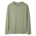 thumbnail image 1 of LEKWK Mens T Shirt Soft Basic Long Sleeve Crewneck Lightweight Shirts Stretch Regular Fit Casual Daily Layering Tee Workout Travel Fall Spring Tops Army Green XXXXL, 1 of 3