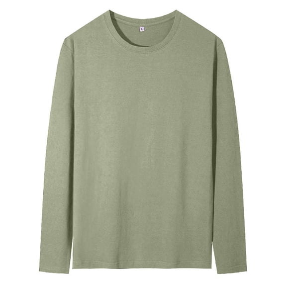 LEKWK Mens T Shirt Soft Basic Long Sleeve Crewneck Lightweight Shirts Stretch Regular Fit Casual Daily Layering Tee Workout Travel Fall Spring Tops Army Green XXXXL