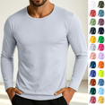 thumbnail image 1 of LEKWK Mens T Shirt Soft Basic Long Sleeve Crewneck Lightweight Shirts Stretch Regular Fit Casual Daily Layering Tee Workout Travel Fall Spring Tops Gray XXL, 1 of 7