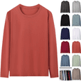 thumbnail image 1 of LEKWK Mens T Shirt Soft Basic Long Sleeve Crewneck Lightweight Shirts Stretch Regular Fit Casual Daily Layering Tee Workout Travel Fall Spring Tops Watermelon Red XXXXXL, 1 of 4