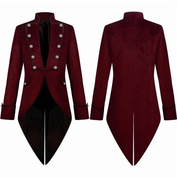 LEKWK Mens Tailcoat Gothic Steampunk Costume Vintage Victorian Jacket Medieval Vampire Classic Cosplay Festival Themed Party Halloween Costume