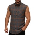 thumbnail image 1 of LEKWK Mens Tank Tops Sleeveless Plaid Button Down Workout Shirts Trendy Athletic Collared Armholes Chest Pocket Relaxed Fit Tees Western Casual Outdoor Summer Tops Gray XXXL, 1 of 7