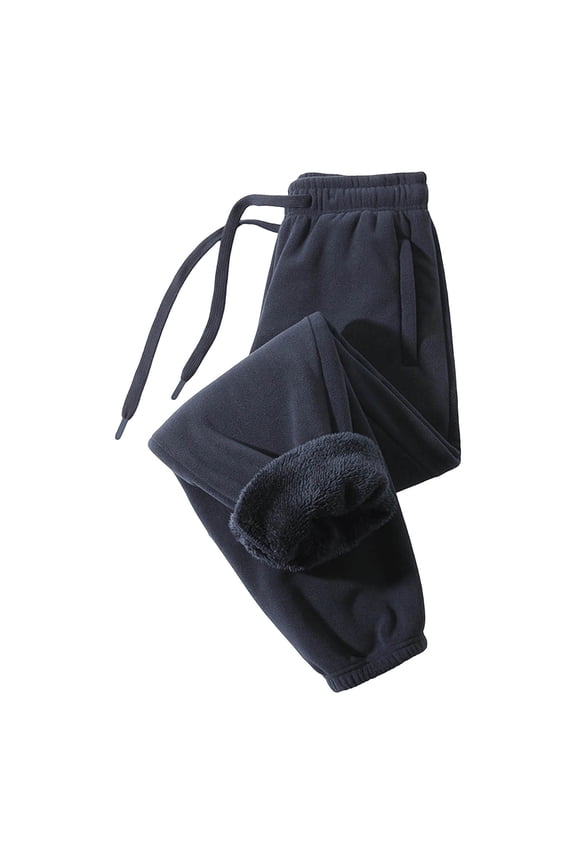 Mens Thermal Pants Jogger Fit Fleece Lined Warm Texture Sweatpants Elastic Waistband Detail Joggers Pants Drawstring Athletic Winter Outfits Wear