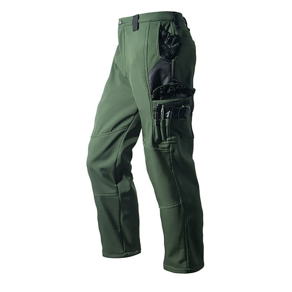 LEKWK Mens Thermal Pants Slim Fit Fleece Lined Interior Detail Work Pants Windproof Durable Hiking Pants Cold Weather Outdoor Winter Pants Outfits Wear