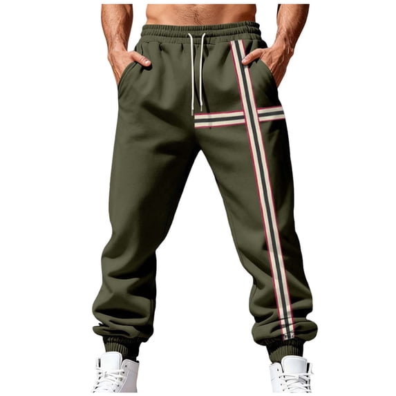 LEKWK Mens Training Pants Regular Fit Graphic Striped Pattern with Drawstring Sweatpants Elastic Waist Soft Breathable Fabric Athletic Pants Wear