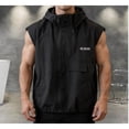 thumbnail image 1 of LEKWK Mens Vest Full Zip Sleeveless Hooded Utility Jackets Lightweight Windbreaker with Cargo Pockets Outdoor Hiking Tops Travel Fishing Summer Casual Shirts Black L, 1 of 7