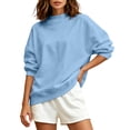 thumbnail image 1 of LEKWK Mock Neck Sweatshirt for Women Drop Shoulder Long Sleeve Oversized Sweatshirt Relaxed Fit Casual Fall Winter Tops for Workout Gym Athletic, 1 of 9