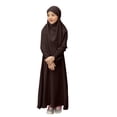 thumbnail image 1 of LEKWK Muslim Prayer Dress Hijab Set for Kids Girls Full Length Abaya Long Sleeve Ruffle Cuff Islamic Clothing Traditional Robe Soft Solid Modest, 1 of 8