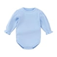 thumbnail image 1 of LEKWK Newborn Baby Bodysuit Long Sleeve Solid Ruffle Trims Crawling Romper Bottom Snaps Fall Winter Casual Playwear Onesie Light Blue 0-3 Months, 1 of 5