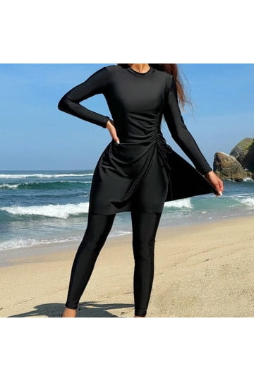 knee length dresses for ladies Loose Fitting Swim Dress, Longer Swim Dress, S-3xl size, Pink and Black 2XL/3XL (Size3) main image 0