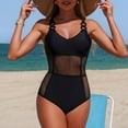 thumbnail image 1 of LEKWK One Piece Swimsuits for Women High Neck Mesh Patchwork See Through Tummy Control Slimming Bathing Suits Summer Pool Party Holiday Beachwear, 1 of 8