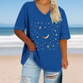 thumbnail image 1 of LEKWK Oversized Tshirts for Women Graphic V Neck Short Sleeve Casual Tops Loose Fit Soft Printed Basic Tees Fashion Beach Vacation Daily Wear, 1 of 4