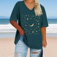 thumbnail image 1 of LEKWK Oversized Tshirts for Women Graphic V Neck Short Sleeve Casual Tops Loose Fit Soft Printed Basic Tees Fashion Beach Vacation Daily Wear, 1 of 4