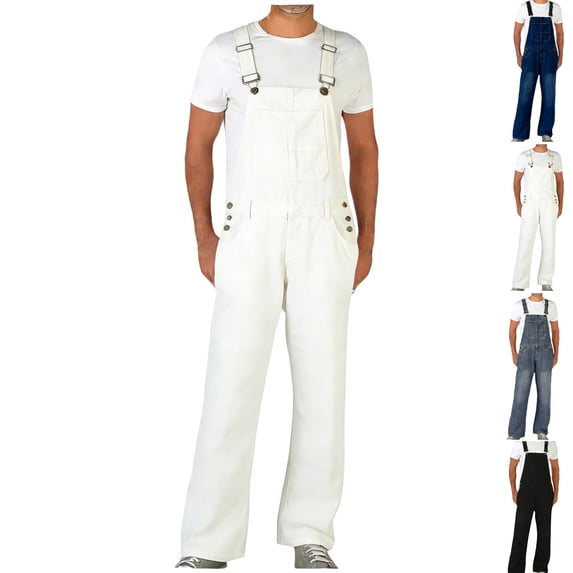 LEKWK Painters Pants Men Regular Fit Denim Overalls Durable Workwear Jumpsuit with Adjustable Straps Functional Multi-Pockets Classic Utility Outfits