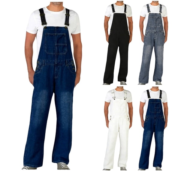 LEKWK Painters Pants Men Regular Fit Denim Overalls Durable Workwear Jumpsuit with Adjustable Straps Functional Multi-Pockets Classic Utility Outfits