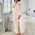 thumbnail image 1 of LEKWK Pajamas for Women Set Thickened Fleece Long Sleeve Crewneck Top and Pants Fuzzy 2 Piece Loungewear Winter Warm Home Sleepwear, 1 of 6