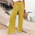thumbnail image 1 of LEKWK Palazzo Pants for Women High Waisted Casual Wide Leg Pants Lightweight Loose Fit Lounge Pants with Pockets Summer Beach Vacation Clothes, 1 of 9