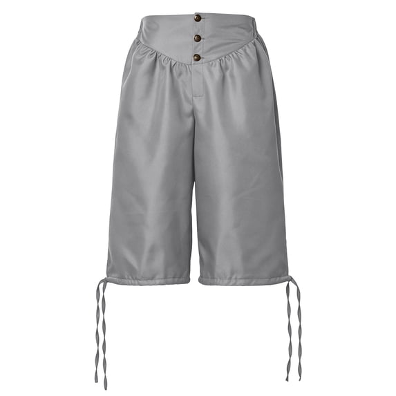 LEKWK Pirate Capri Pants High Waist Button Front Medieval Viking Shorts Pleated Lace Up Gothic Bottoms Halloween Renaissance Costume