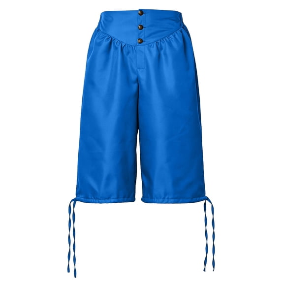 LEKWK Pirate Capri Pants High Waist Button Front Medieval Viking Shorts Pleated Lace Up Gothic Bottoms Halloween Renaissance Costume