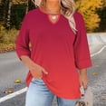 thumbnail image 1 of LEKWK Plus Size 3/4 Sleeve Tops for Women Regular Fit Keyhole Neck 3/4 Sleeve Tops Regular Fit Gradient Ombre Casual Tops Casual Tunic Length office Work Outfits, 1 of 7