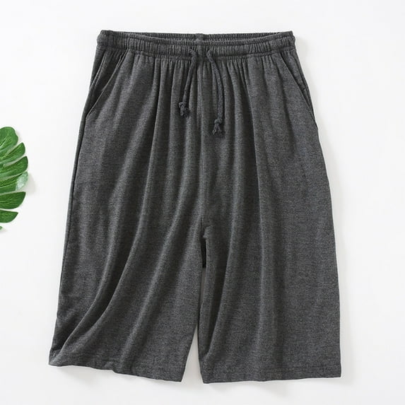 LEKWK Plus Size Lounge Shorts for Men Soft with Pockets Mid Rise Elastic Waist Drawstring Sleep Shorts Relaxed Straight Leg Knee Length Casual Shorts Home Daily Wear Multicolor XXXXXXL
