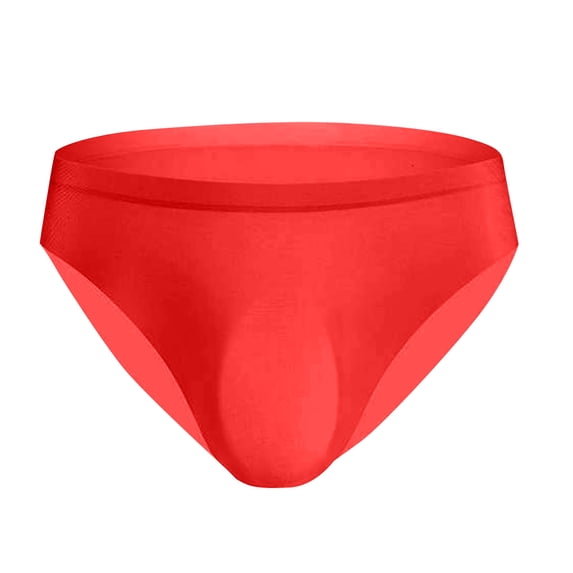 LEKWK Plus Size Men Ice Silky Briefs Seamless Soft Stretch Underwear Elastic Waist Ultra-Thin Breathable Low-Rise Bikini Briefs,Size L-4XL