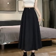 thumbnail image 1 of LEKWK Plus Size Skirts for Curvy Women A-Line Maxi Skirt High Waisted Work Skirt Side Pockets Solid Color Elegant Formal Office Workwear, 1 of 6