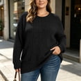 thumbnail image 1 of LEKWK Plus Size Tops for Women Long Sleeve Crewneck Oversized Tops Ribbed Knit Loose Fit Warm Cozy Lounge Fall Winter Outfits Black XXL, 1 of 9