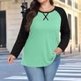 thumbnail image 1 of LEKWK Plus Size Womens Yoga Shirts Regular Fit Crew Neck Long Sleeve Shirts Regular Fit Contrast Raglan Sleeve Yoga Tops Classic Baseball Style Gym Exercise Wear, 1 of 6