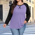 thumbnail image 1 of LEKWK Plus Size Womens Yoga Shirts Regular Fit Crew Neck Long Sleeve Shirts Regular Fit Contrast Raglan Sleeve Yoga Tops Classic Baseball Style Gym Exercise Wear, 1 of 6