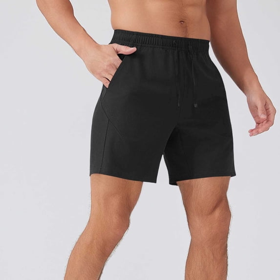 LEKWK Plus Size Workout Shorts for Men Elastic Waist Drawstring Casual Shorts with Pockets Breathable Straight Leg Above Knee Athletic Shorts Lightweight Active Mid Rise Gym Daily Bottoms Black XXXL