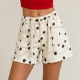 thumbnail image 1 of LEKWK Polka Dot Jean Shorts Womens High Waisted Drawstring Casual Denim Shorts Y2K Loose Fit Frayed Bottoms with Pockets Summer Beach Vacation Outfits, 1 of 7