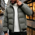 thumbnail image 1 of LEKWK Puffer Jacket for Men Full Zip Stand Collar Warm Winter Coat Quilted Padded Thermal Outerwear with Pockets Lightweight Windproof Jacket Army Green L, 1 of 6