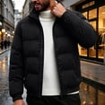 thumbnail image 1 of LEKWK Puffer Jacket for Men Full Zip Stand Collar Warm Winter Coat Quilted Padded Thermal Outerwear with Pockets Lightweight Windproof Jacket Black M, 1 of 6