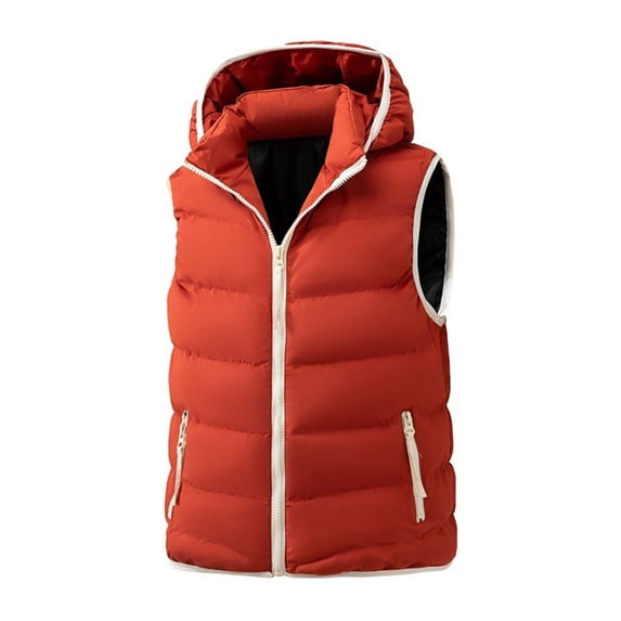 LEKWK Puffer Vest Men Sleeveless Zip Up Casual Jacket with Hood Lightweight Fall Winter Warm Outerwear for Golf Running Outdoor Ski Snow