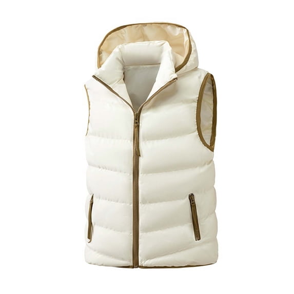 LEKWK Puffer Vest Men Sleeveless Zip Up Casual Jacket with Hood Lightweight Fall Winter Warm Outerwear for Golf Running Outdoor Ski Snow