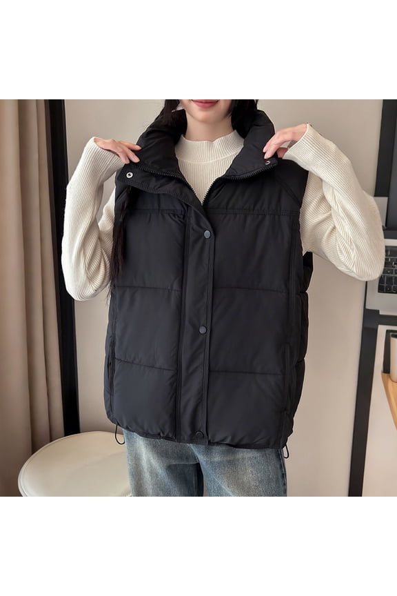 Puffer Vest for Women Zip up Sleeveless Button Down Stand Neck Jackets Lightweight Loose Casual Quilted Down Vests