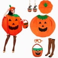 thumbnail image 1 of LEKWK Clearance Pumpkin Costume Adult Halloween Costume with Hat Basket Glasses Earrings and Striped Thigh‑High Socks Cosplay Theme Party Dress up, 1 of 8