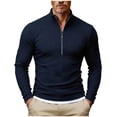 thumbnail image 1 of LEKWK Quarter Zip Pullover Men Slim Fit Mock Neck Long Sleeve Shirts Ribbed Texture Athletic Shirts Solid Fall Winter Casual Warm, 1 of 7