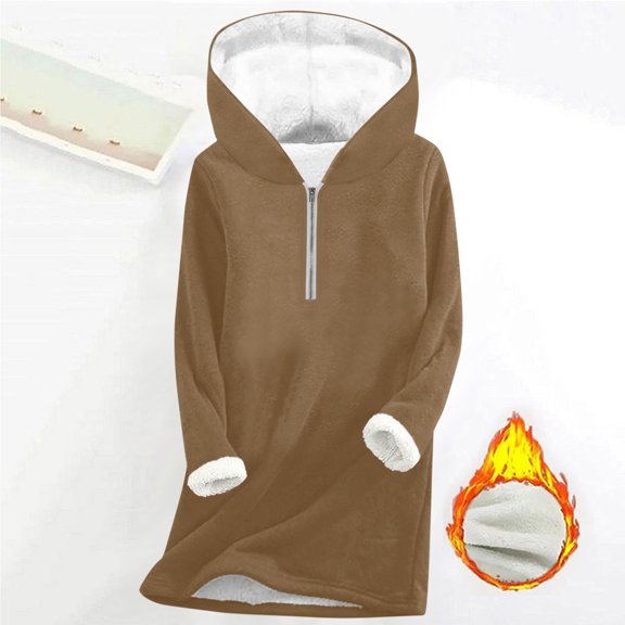 LEKWK Quarter Zip Pullover Women Fleece Hoodies Long Sleeve Hooded Sherpa Sweatshirts Oversized Thick Warm Tops Winetr Thermal Clothes for Cold Weather Outerwear