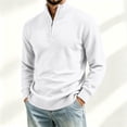 thumbnail image 1 of LEKWK Quarter Zip Sweater for Men Cable Knit Collared Pullover Long Sleeve Casual Warm Knitwear Classic Fit Ribbed Trim Top for Fall Winter Wear White XXXL, 1 of 6