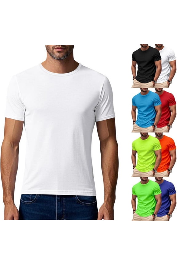 Quick Dry Shirts for Men Athletic Short Sleeve Crew Neck Tee Slim Fit Lightweight Soft Breathable Casual Workout Daily Basic Tops White XXL