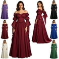 thumbnail image 1 of LEKWK Renaissance Dress Women Medieval Costume Off Shoulder Puff Sleeve Maxi Dress Classic Peasant Gown for Halloween Cosplay Themed Party, 1 of 6