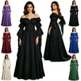 thumbnail image 1 of LEKWK Renaissance Dress Women Medieval Costume Off Shoulder Puff Sleeve Maxi Dress Classic Peasant Gown for Halloween Cosplay Themed Party, 1 of 5