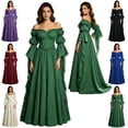 thumbnail image 1 of LEKWK Renaissance Dress Women Medieval Costume Off Shoulder Puff Sleeve Maxi Dress Classic Peasant Gown for Halloween Cosplay Themed Party, 1 of 6