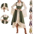 thumbnail image 1 of LEKWK Renaissance Dress Women Plus Size Lace Up Corset Ruffled Medieval Pirate Costume Off Shoulder Bell Long Sleeve Ren Faire Dresses, 1 of 5