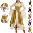 thumbnail image 1 of LEKWK Renaissance Dress Women Plus Size Lace Up Corset Ruffled Medieval Pirate Costume Off Shoulder Bell Long Sleeve Ren Faire Dresses, 1 of 5
