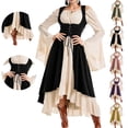 thumbnail image 1 of LEKWK Renaissance Dress Women Plus Size Lace Up Corset Ruffled Medieval Pirate Costume Off Shoulder Bell Long Sleeve Ren Faire Dresses, 1 of 5