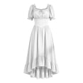 thumbnail image 1 of LEKWK Renaissance Dress Women Puff Short Sleeve Ruffled Hem Medieval Dress Corset Waist High Low Flowy Maxi Sundress Halloween Costumes, 1 of 8